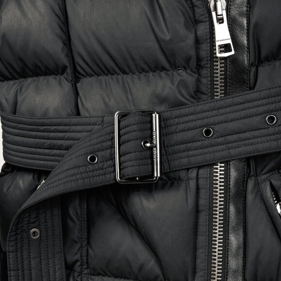 Burberry Brit Charcoal Leather-Trim Belted Puffer Jacket - Picture 8 of 16